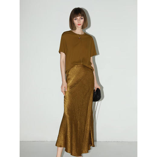 COCOBELLA设计感装饰线无侧缝舒适上衣女老钱风短袖T恤TS0019 商品图3