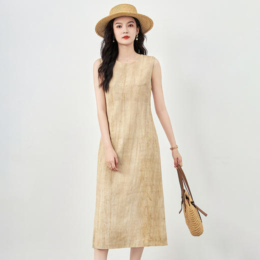 扎染棉麻简约大气，今年流行老钱风法式无袖连衣裙WLZD2421109 商品图0