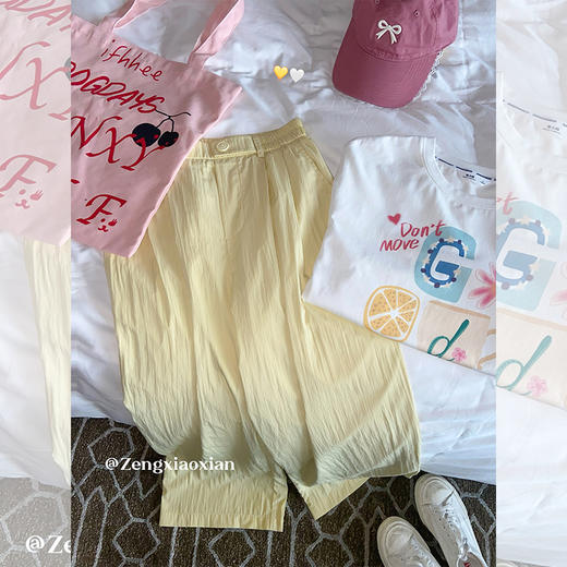 <曾小咸推荐>【奶奶糯糯】杯子字母印花白色T恤+裤子 商品图4