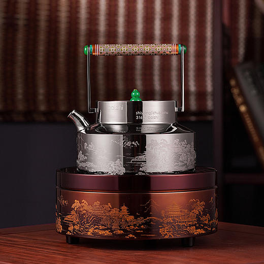 【特惠6折，仅1件，无货退款】晋芳电陶炉静音煮茶炉玻璃煮茶壶煮茶器1500W电热茶炉家用不锈钢烧水 富春山居电陶炉 商品图4