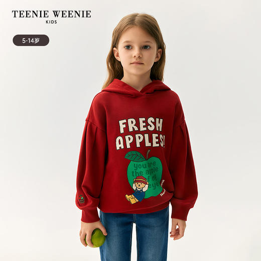 TeenieWeenie Kids小熊童装秋季童泡泡袖连帽中长卫衣TKOM247741N 商品图1