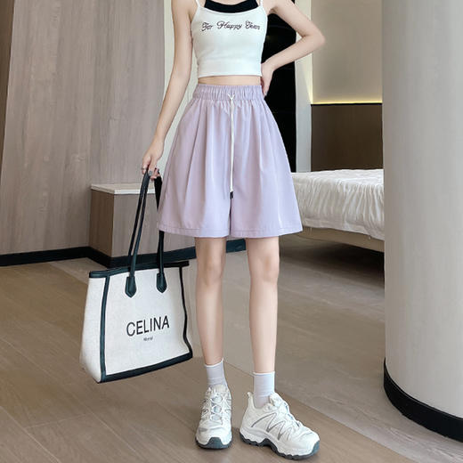 【速干运动五分裤女】夏季薄款 高腰宽松显瘦 A字休闲纯色中长款短裤 商品图2