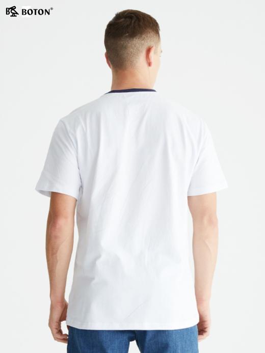 波顿夏季圆领T恤短袖男潮牌潮流百搭纯色印花宽松白色体恤衫MT908222 商品图2