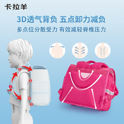 卡拉羊1-3-6年级18/20L减负防下坠立体方包 星梦缘 CX2116+CX2561 商品图3