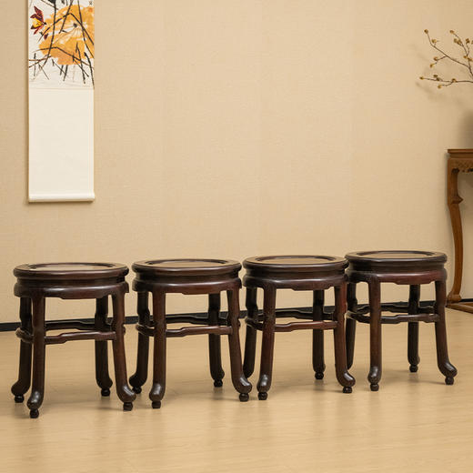 清 红木四足鸭蛋凳成堂（一堂四只） 商品图4