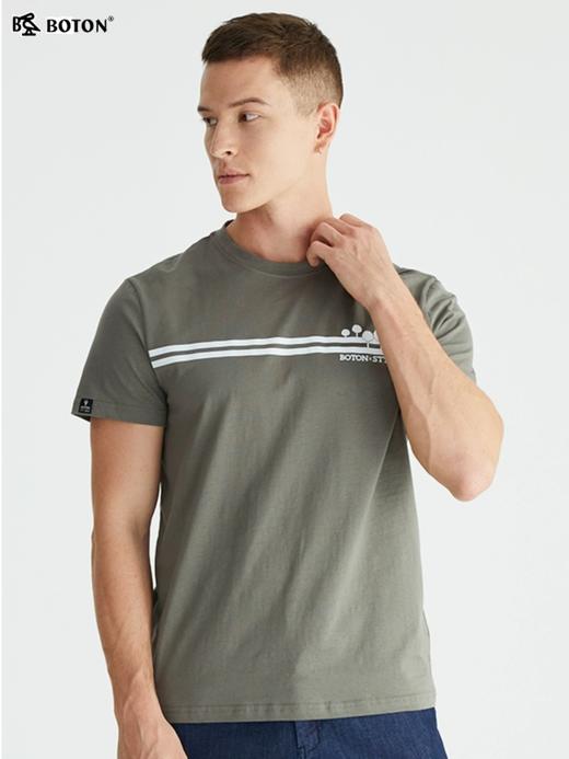 波顿男士短袖t恤圆领宽松印花半袖纯棉夏季潮流百搭休闲上衣MT900222 商品图1