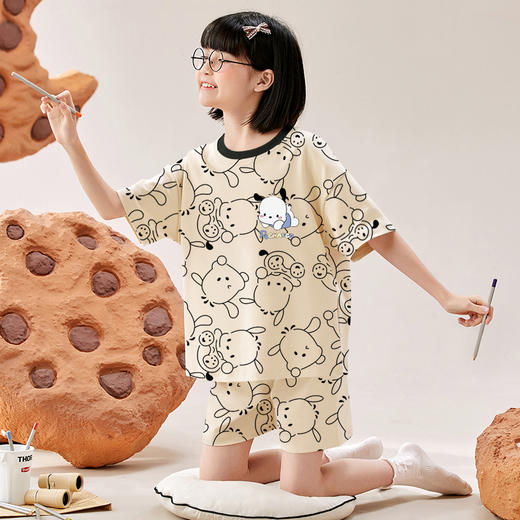 【29.9/套】儿童款睡衣女童睡裙卡通公主风宝宝短袖短裤套装宽松中大童男女童家居服聚 商品图3