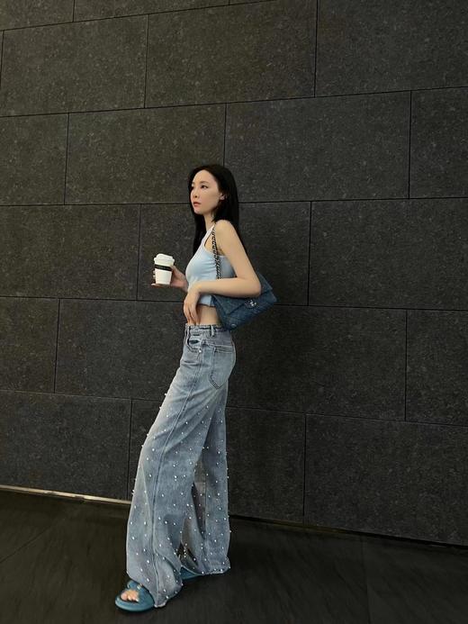 分镜头集成店LOOSINGWHITE春夏系列珍珠直筒牛仔裤 商品图3