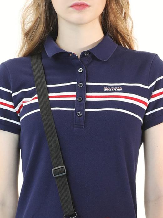 波顿夏季女士针织条纹polo领连衣裙大码短袖收腰短款裙子LD218220 商品图2