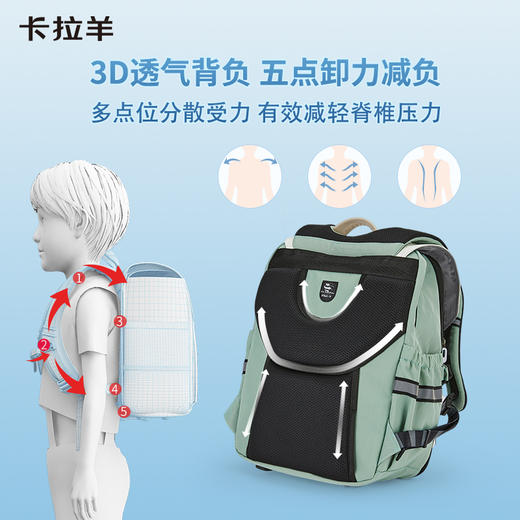 卡拉羊中学生24L/26L防下坠减负立体方包 臻品CX5148/L 商品图4