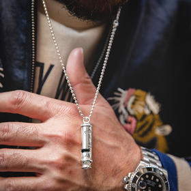 工装优选 美式复古925纯银防空哨可吹响二战吊坠哨子项链男潮声