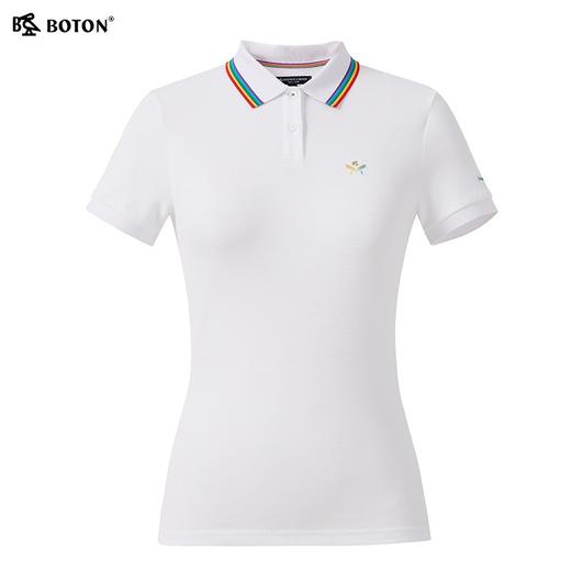波顿夏季休闲白色运动保罗Polo衫女翻领修身纯棉短袖t恤LT269222 商品图5