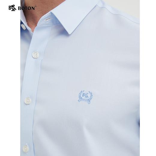 波顿男士夏季透气高端纯棉短袖衬衫免烫纯色商务休闲衬衣MS890222 商品图1