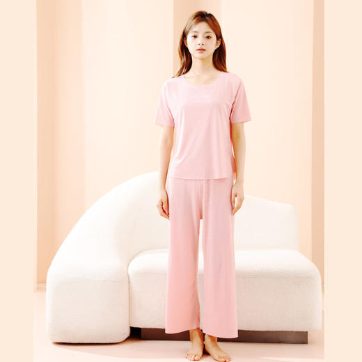 【慵懒惬意，自在生活，将舒适进行到底~】网红宽松女士 情侣睡衣 冰丝两件套 休闲家居服 夏季睡衣 情侣装-QQ 商品图7