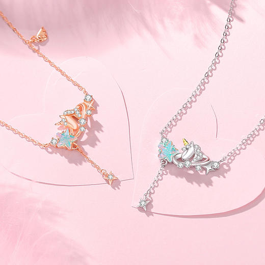 卡蒂罗/KADER 在逃公主系列 星河独角兽项链 925银经典彩锆五角星浪漫仙气设计流苏锁骨链 轻奢小众 闺蜜同款 商品图4