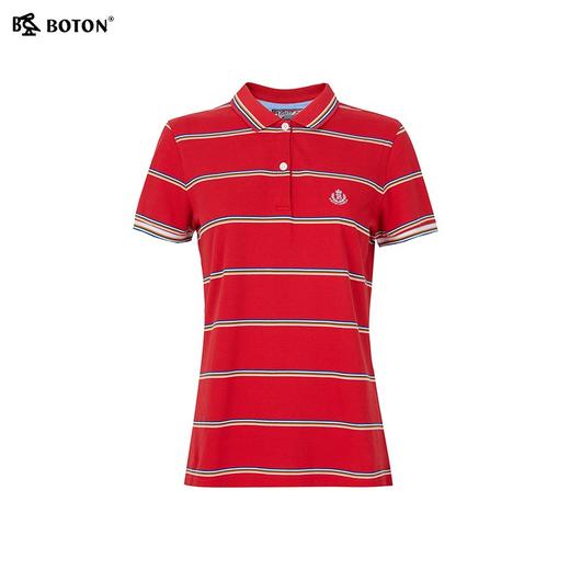 波顿美式彩虹条纹休闲短袖polo衫女夏季纯棉运动百搭t恤上衣LT215220 商品图6