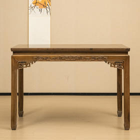 清 红木束腰马蹄腿回纹画桌