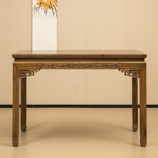 清 红木束腰马蹄腿回纹画桌 商品图0