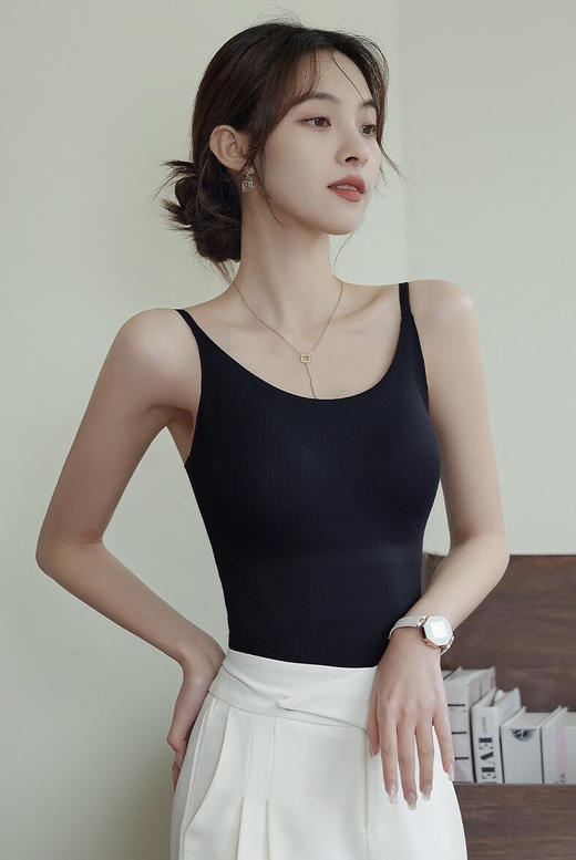 宽肩带方领带胸垫背心/细肩带U领带胸垫背心 商品图5