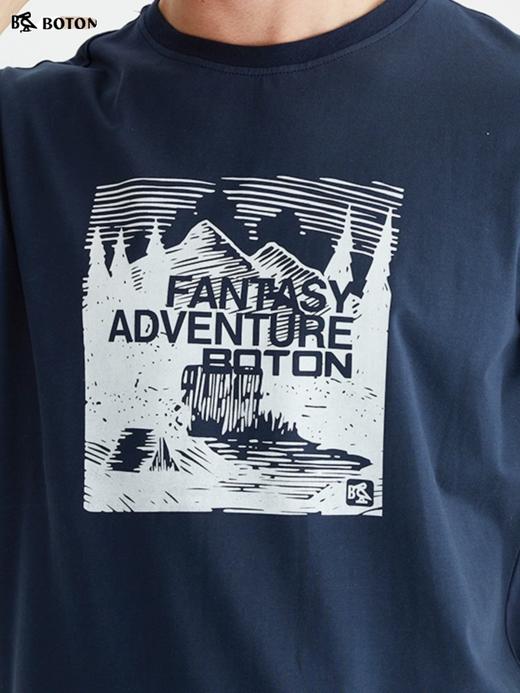 波顿夏季短袖t恤男宝蓝色印花休闲百搭潮流打底衫体恤衫MT901222 商品图5