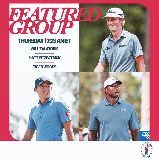 老虎伍兹，马特·菲茨帕特里克，威尔·萨拉托里斯｜24美国公开赛第一轮特色组集锦 商品图0