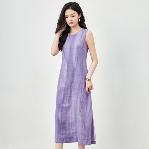 扎染棉麻简约大气，今年流行老钱风法式无袖连衣裙WLZD2421109 商品图2