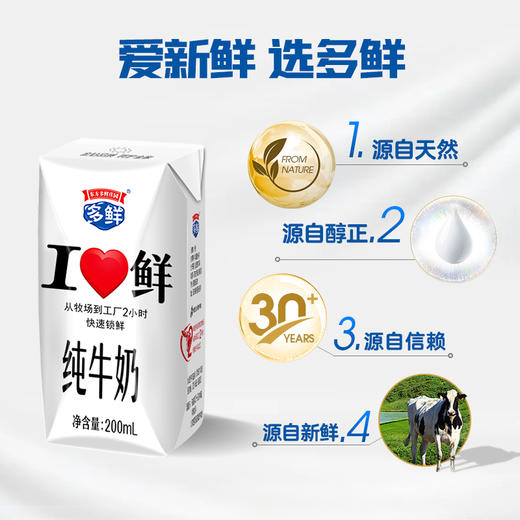新日期纯牛奶 爱新鲜礼盒装200ml*15盒*3箱 配料只有生牛乳 商品图2
