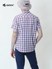 波顿夏日经典英伦男士短袖格子衬衫时尚潮流休闲修身红蓝色MS867220 商品缩略图5