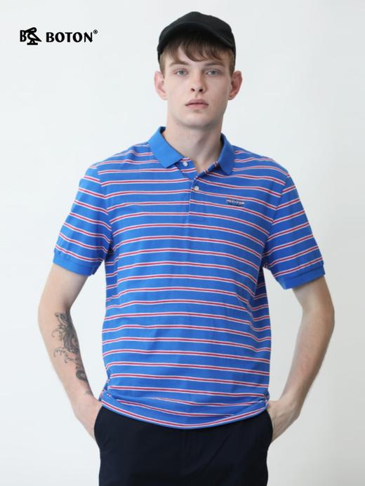 波顿夏季男士拼色翻领条纹短袖polo衫商务休闲t恤衬衣MT863220 商品图3