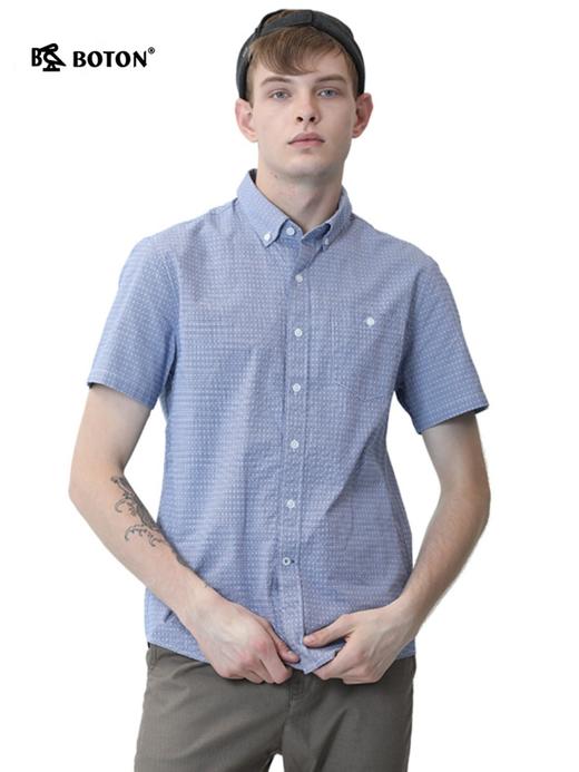 Boton_波顿夏季休闲短袖衬衫男士潮流条纹半袖职业装商务休闲上衣MS859220 商品图3
