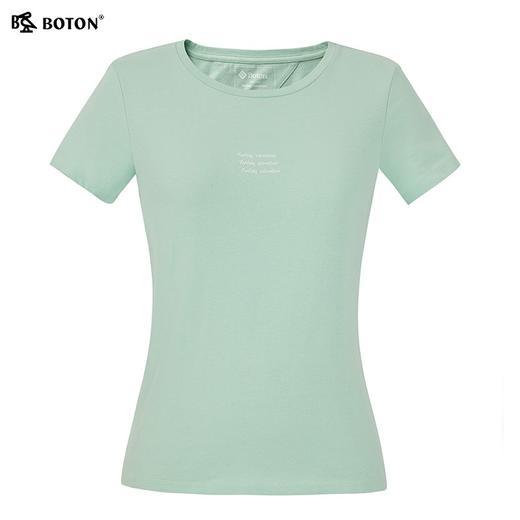 波顿短袖女半袖纯色t恤夏季休闲百搭纯棉圆领字母印花打底衫上衣LT271222 商品图6