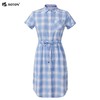波顿清短袖格子衬衫连衣裙女夏季收腰气质休闲中裙LD233222 商品缩略图4
