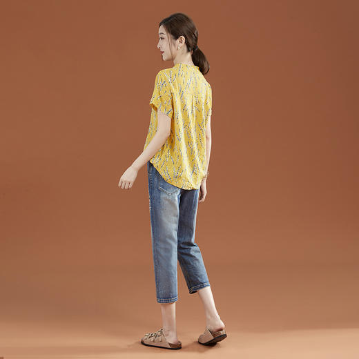 松紧高腰刺绣牛仔裤PT1199 商品图1