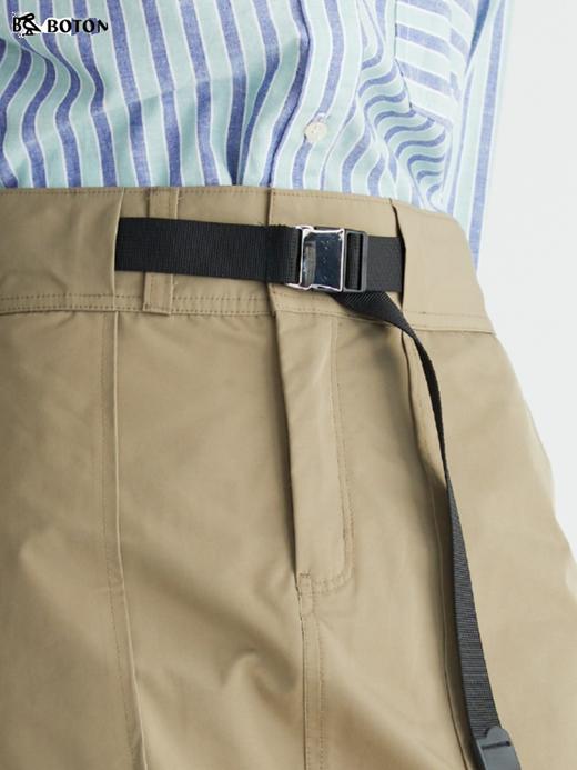 波顿工装A字半身裙女夏季复古时尚宽松气质显瘦系腰后开叉短裙子LK209222 商品图3