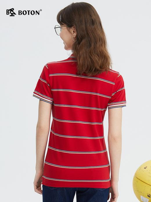 波顿美式彩虹条纹休闲短袖polo衫女夏季纯棉运动百搭t恤上衣LT215220 商品图3