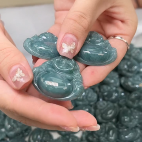 玉美人菲菲HZ~翡翠佛公约31*36mm吊坠-多样性发一