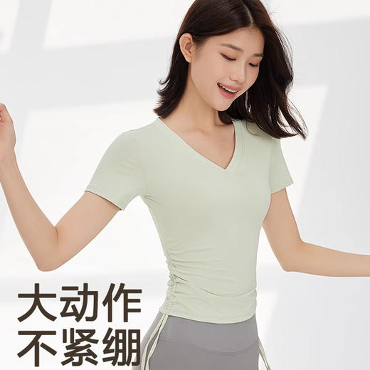 【限时秒】YOGACODE【火树银花系列】2024 春夏瑜伽服上衣短袖褶皱收腰休闲运动上衣 DST802 商品图3