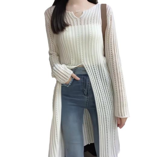 新款夏【V领镂空针织衫上衣】开叉长款防晒罩衫 叠穿的层次感温柔又气质 商品图4