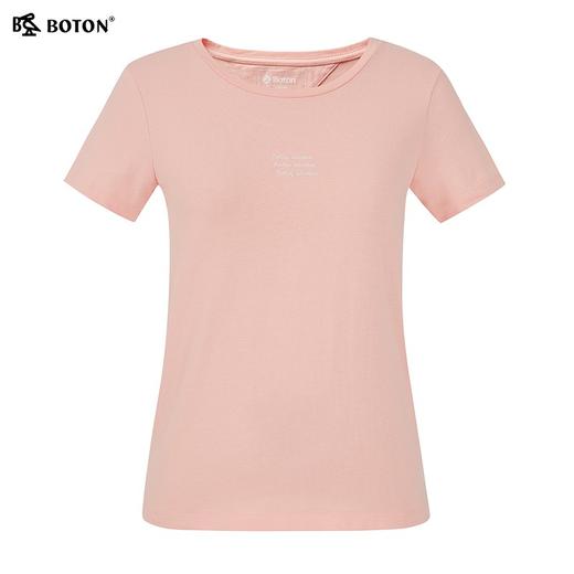 波顿短袖女半袖纯色t恤夏季休闲百搭纯棉圆领字母印花打底衫上衣LT271222 商品图5