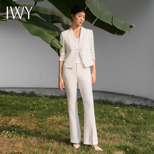 IWY/气质白色新中式西装套裤女夏季薄款高端商务白领职业装美容院正装C14240+P34240 商品图2
