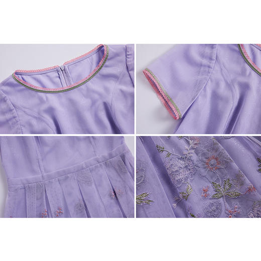 司歌网纱刺绣连衣裙短袖显瘦A891055X 商品图1