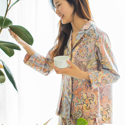 宝石系列家居服睡衣女套装纯棉薄款复古风高级感夏季 商品图0