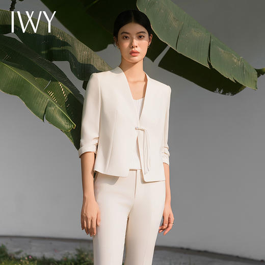 IWY/气质白色新中式西装套裤女夏季薄款高端商务白领职业装美容院正装C14240+P34240 商品图1