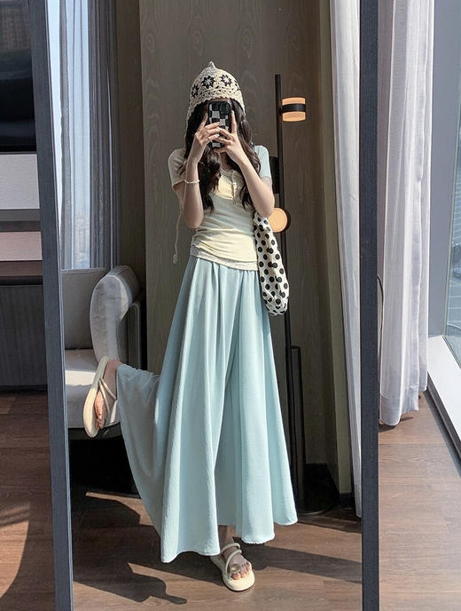 松弛感肌理冰丝裙裤 商品图3