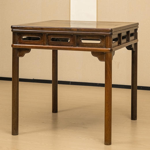 清 红木劈料裹腿鱼门洞方桌 商品图0