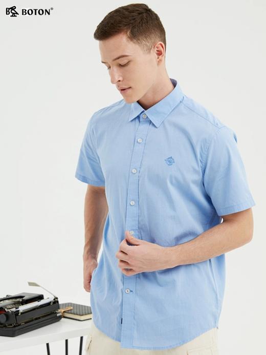 波顿夏季短袖纯色衬衫男士高端潮流美式休闲大码纯棉衬衣MS886222 商品图2