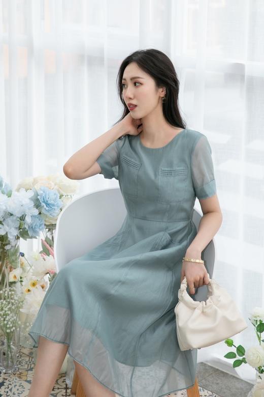 FLOWER ENJOY 湖蓝色圆领连衣裙 13123 商品图4