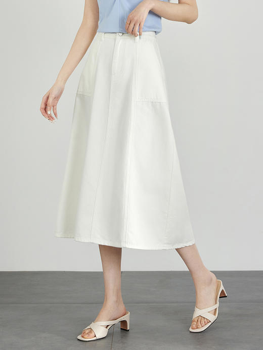 【五折购】熙世界明线牛仔裙女中长款2025秋新款高腰梨形身材a字半身裙子 商品图6