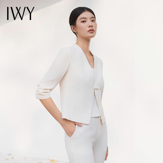 IWY/气质白色新中式西装套裤女夏季薄款高端商务白领职业装美容院正装C14240+P34240 商品图5