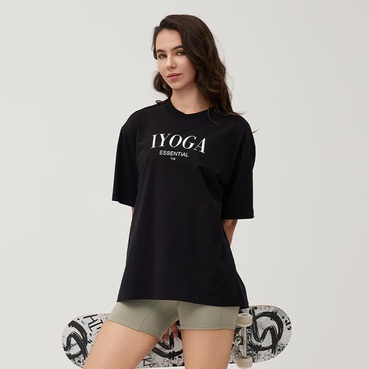 IYOGA  2024  新款简约短袖宽松透气t恤夏季男女款T063 商品图4